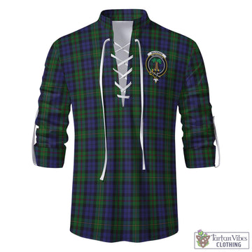 MacEwan Tartan Men's Scottish Traditional Jacobite Ghillie Kilt Shirt with Family Crest