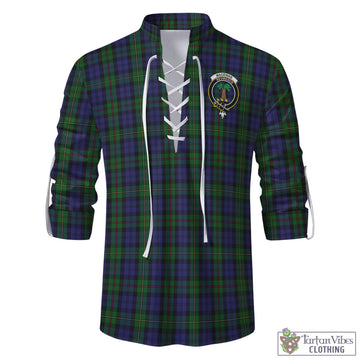 Tartan Vibes Clothing MacEwan Tartan Men's Scottish Traditional Jacobite Ghillie Kilt Shirt with Family Crest