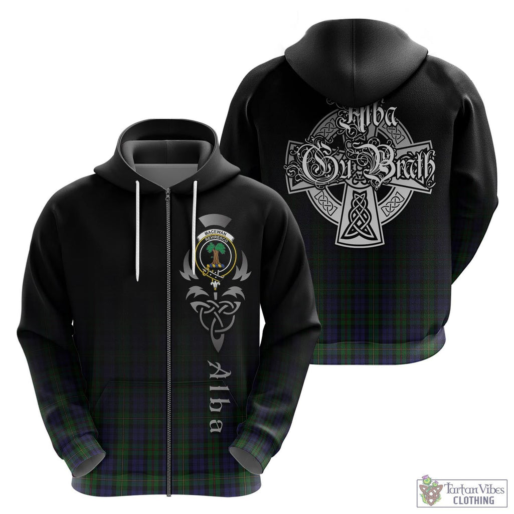 Tartan Vibes Clothing MacEwan Tartan Hoodie Featuring Alba Gu Brath Family Crest Celtic Inspired