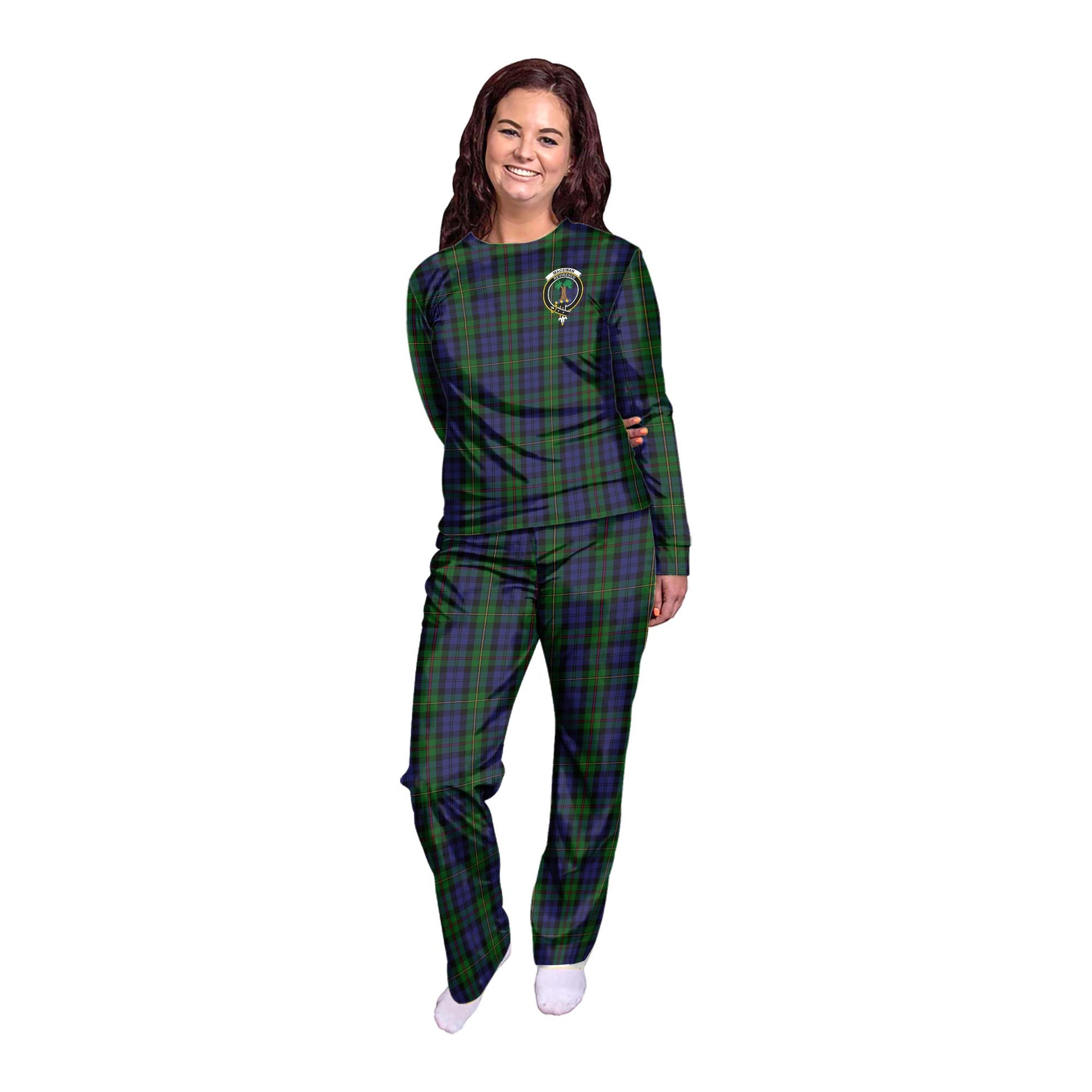 MacEwan Tartan Pajamas Family Set with Family Crest - Tartanvibesclothing