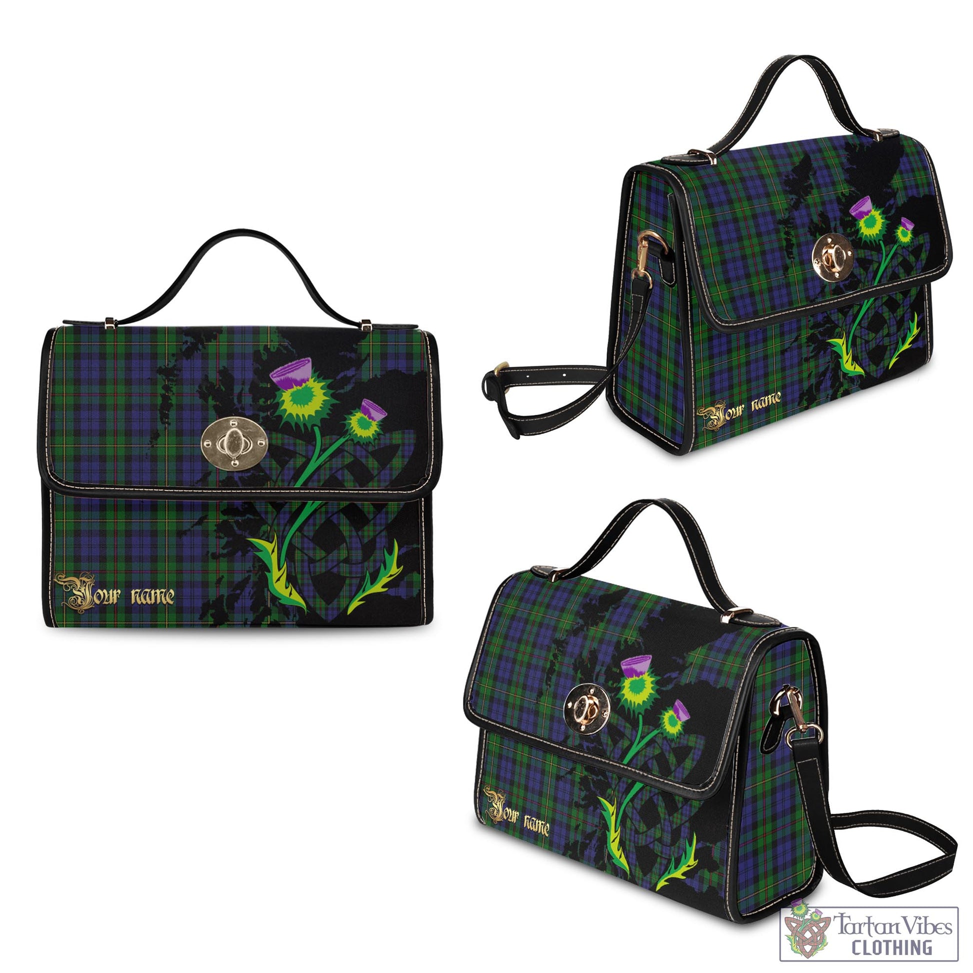 Tartan Vibes Clothing MacEwan Tartan Waterproof Canvas Bag with Scotland Map and Thistle Celtic Accents