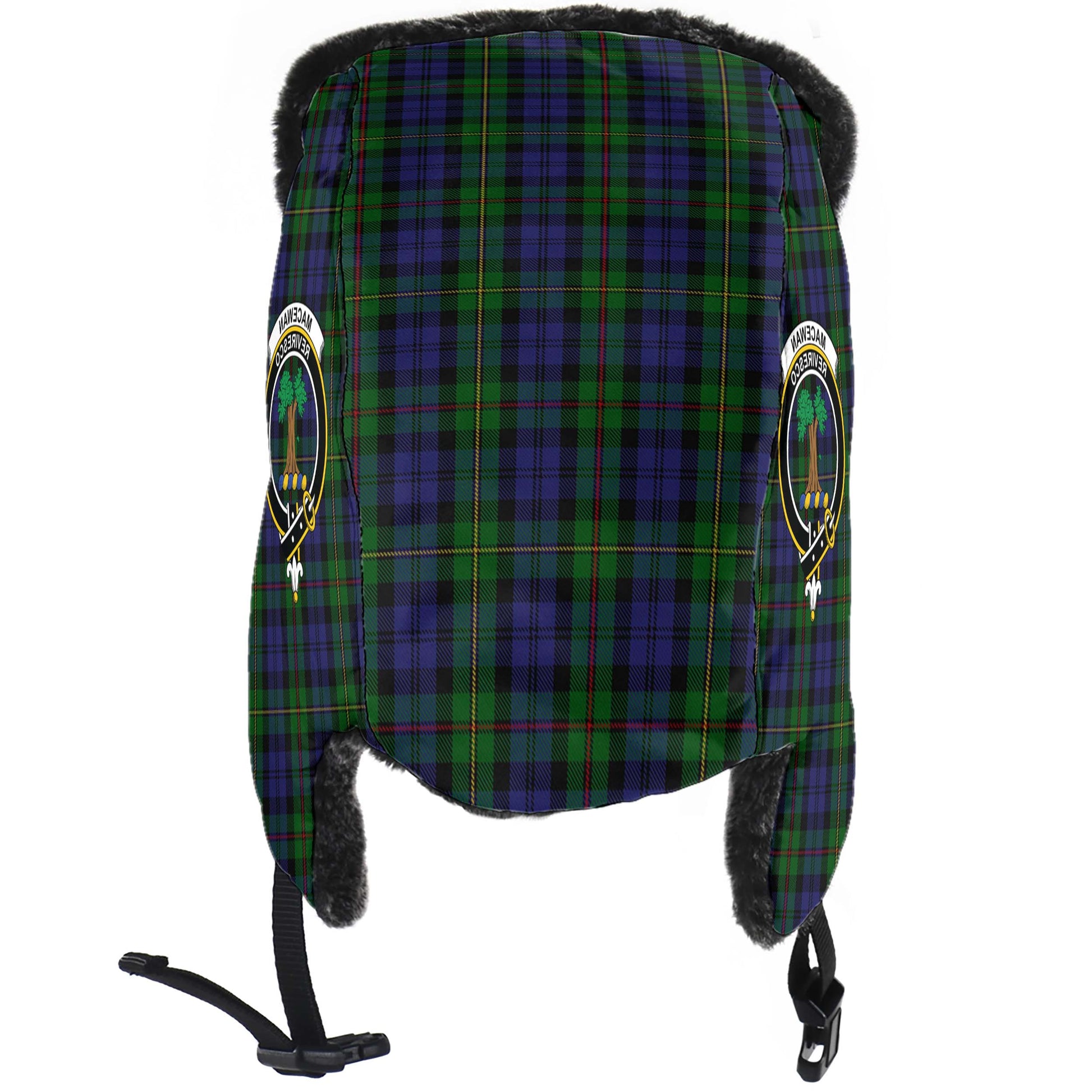 MacEwan Tartan Winter Trapper Hat with Family Crest - Tartanvibesclothing