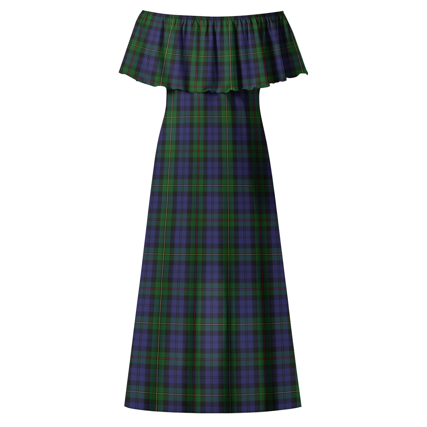 MacEwan Tartan Off Shoulder Long Dress - Tartanvibesclothing