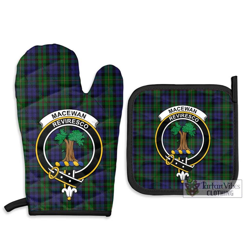 MacEwan (MacEwen) Tartan Combo Oven Mitt & Pot-Holder with Family Crest Combo 1 Oven Mitt & 2 Pot-Holder Black - Tartan Vibes Clothing