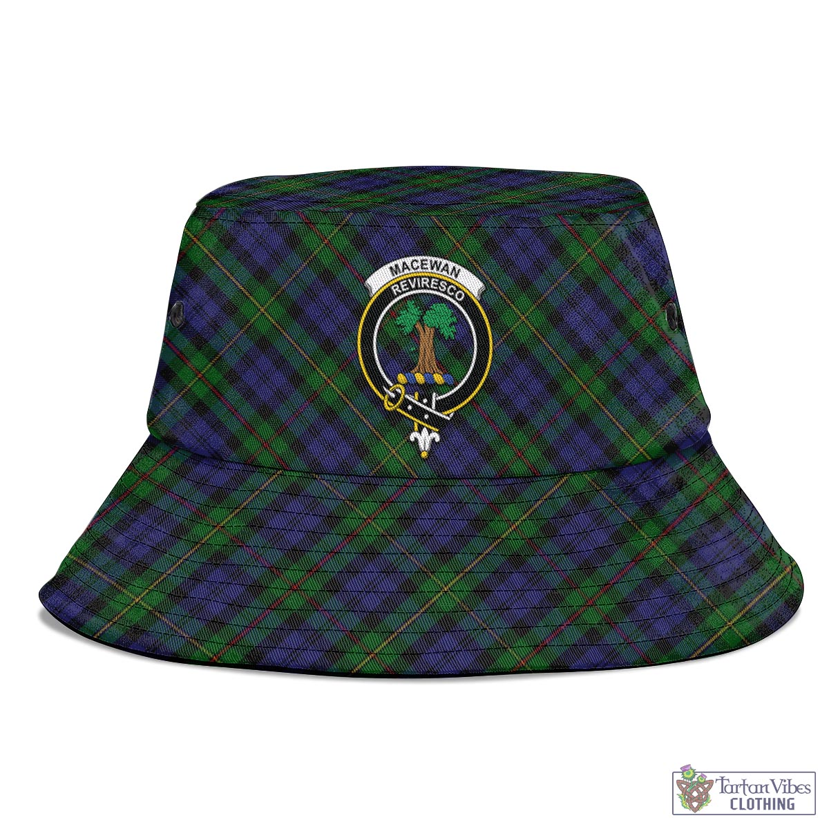 Tartan Vibes Clothing MacEwan Tartan Bucket Hat with Family Crest
