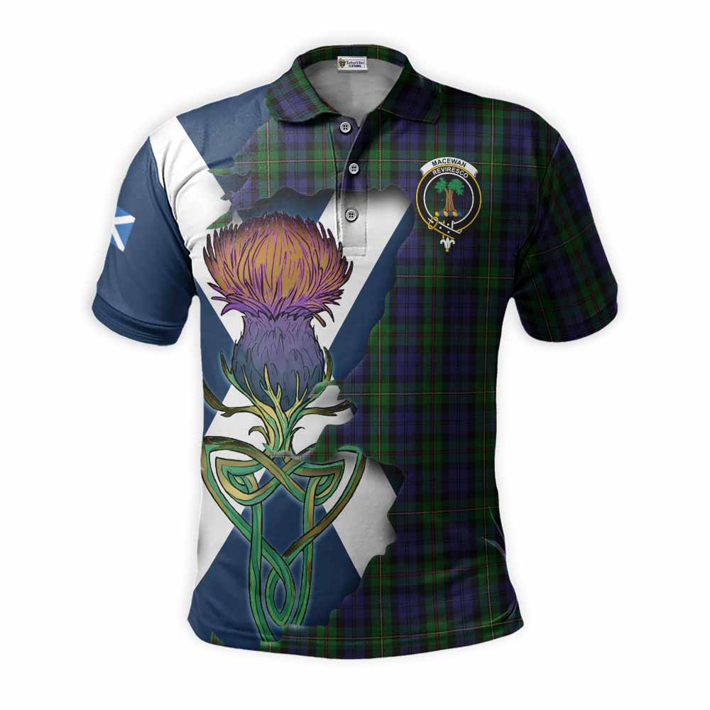 Tartan Vibes Clothing MacEwan (MacEwen) Tartan Family Crest Polo Shirt Scottish Thistle Celtic Inspired