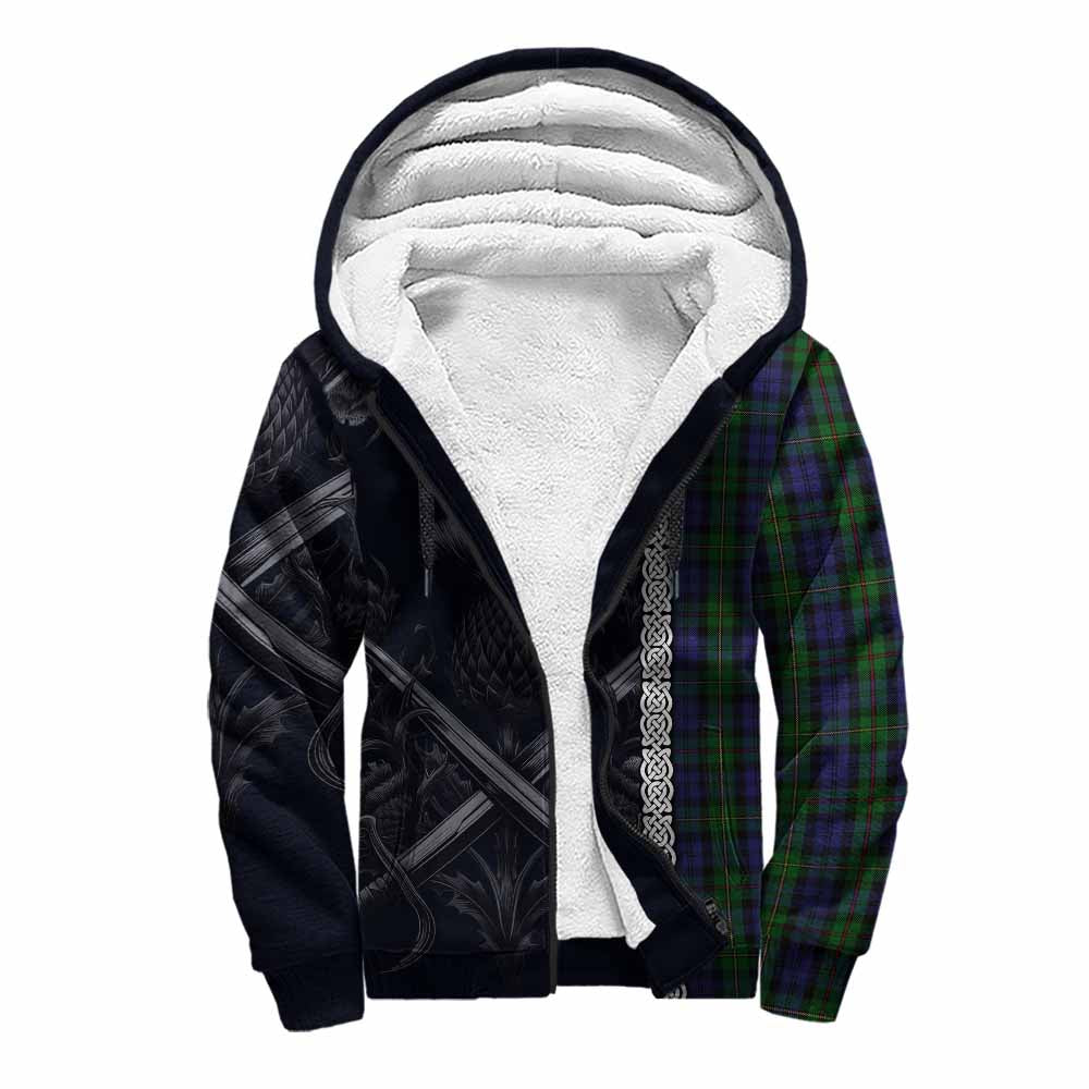 Tartan Vibes Clothing MacEwan (MacEwen) Tartan Sherpa Hoodie with Family Crest Cross Sword Thistle Celtic Vibes