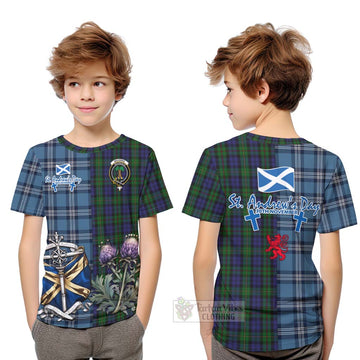Tartan Vibes Clothing MacEwan (MacEwen) Tartan Kid T-Shirt Happy St. Andrew's Day Half Tartan Style