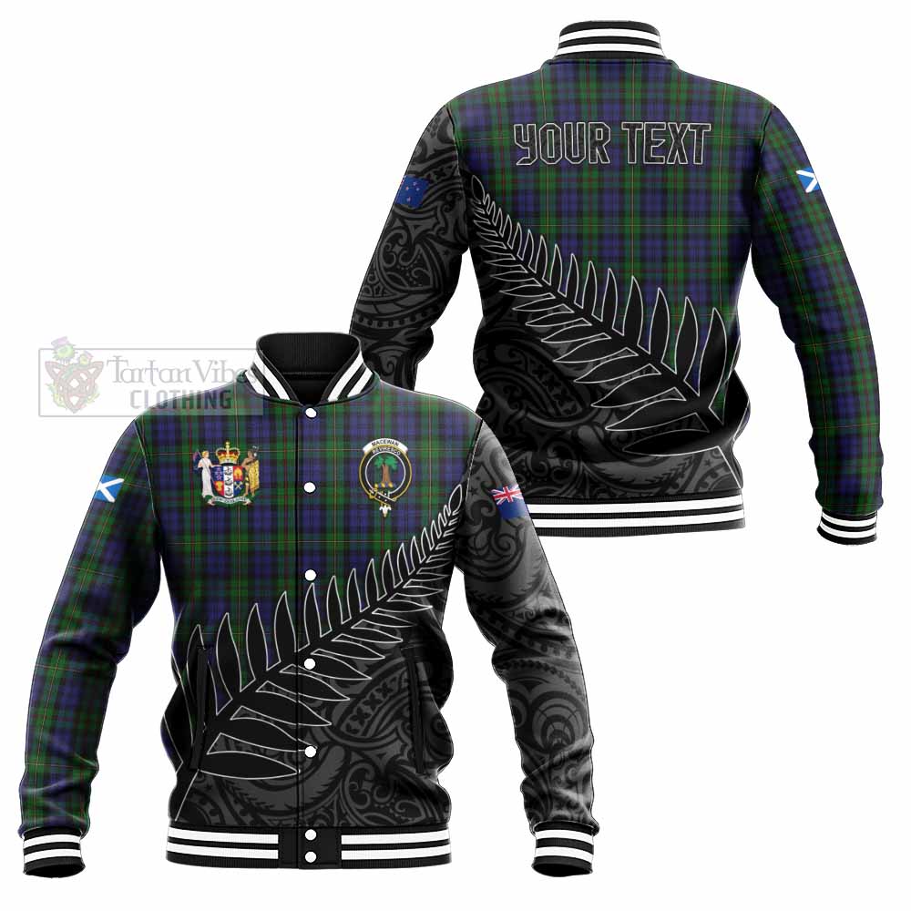 MacEwan (MacEwen) Crest Tartan Baseball Jacket with New Zealand Silver Fern Half Style Unisex - Tartan Vibes Clothing