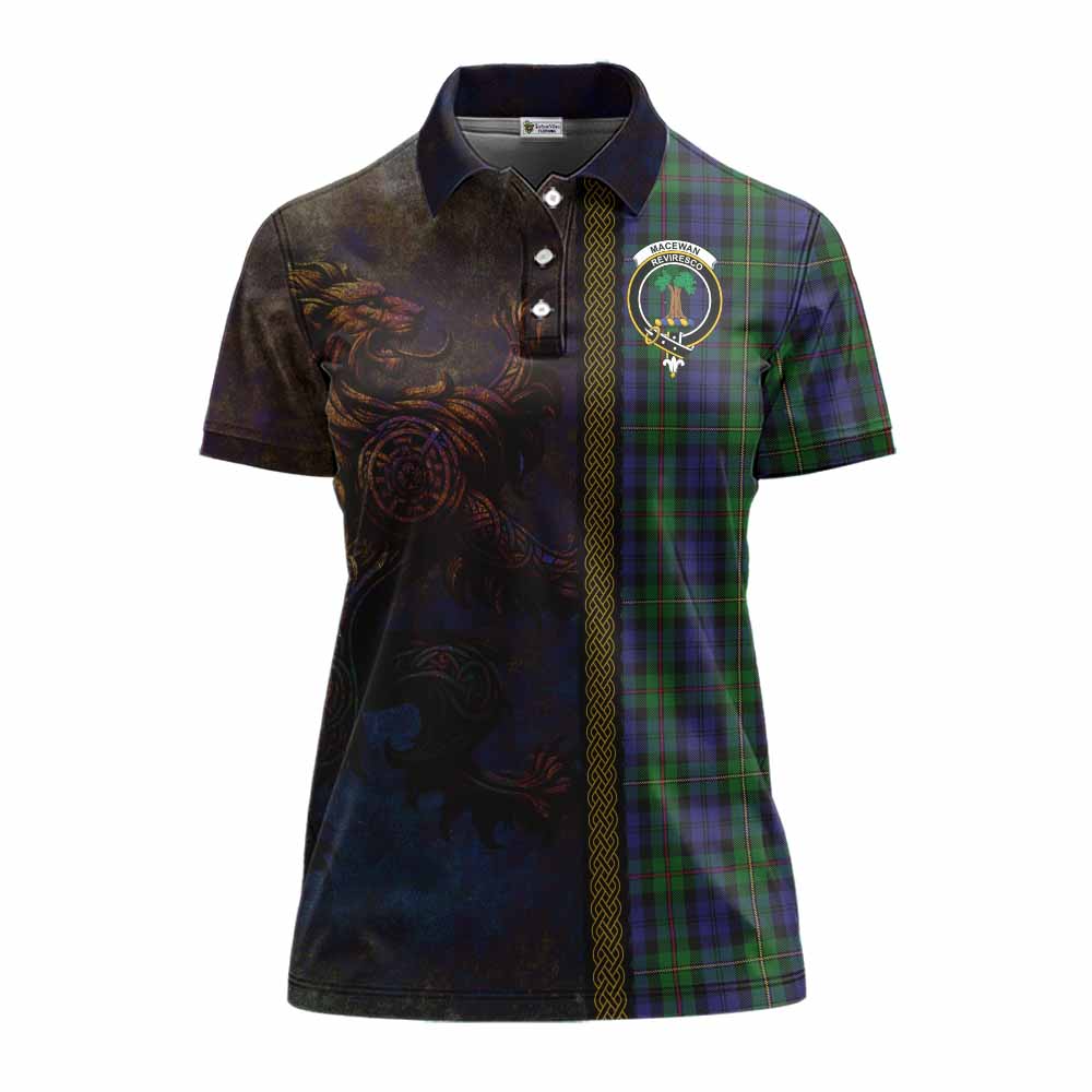 Tartan Vibes Clothing MacEwan (MacEwen) Tartan Family Crest Women's Polo Shirt Alba Gu Brath Be Brave Lion Ancient Style