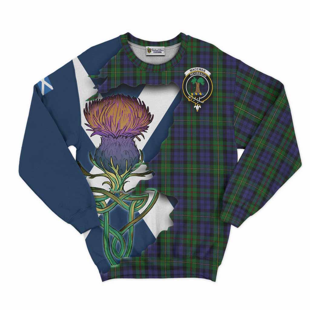 Tartan Vibes Clothing MacEwan (MacEwen) Tartan Family Crest Sweatshirt Scottish Thistle Celtic Inspired