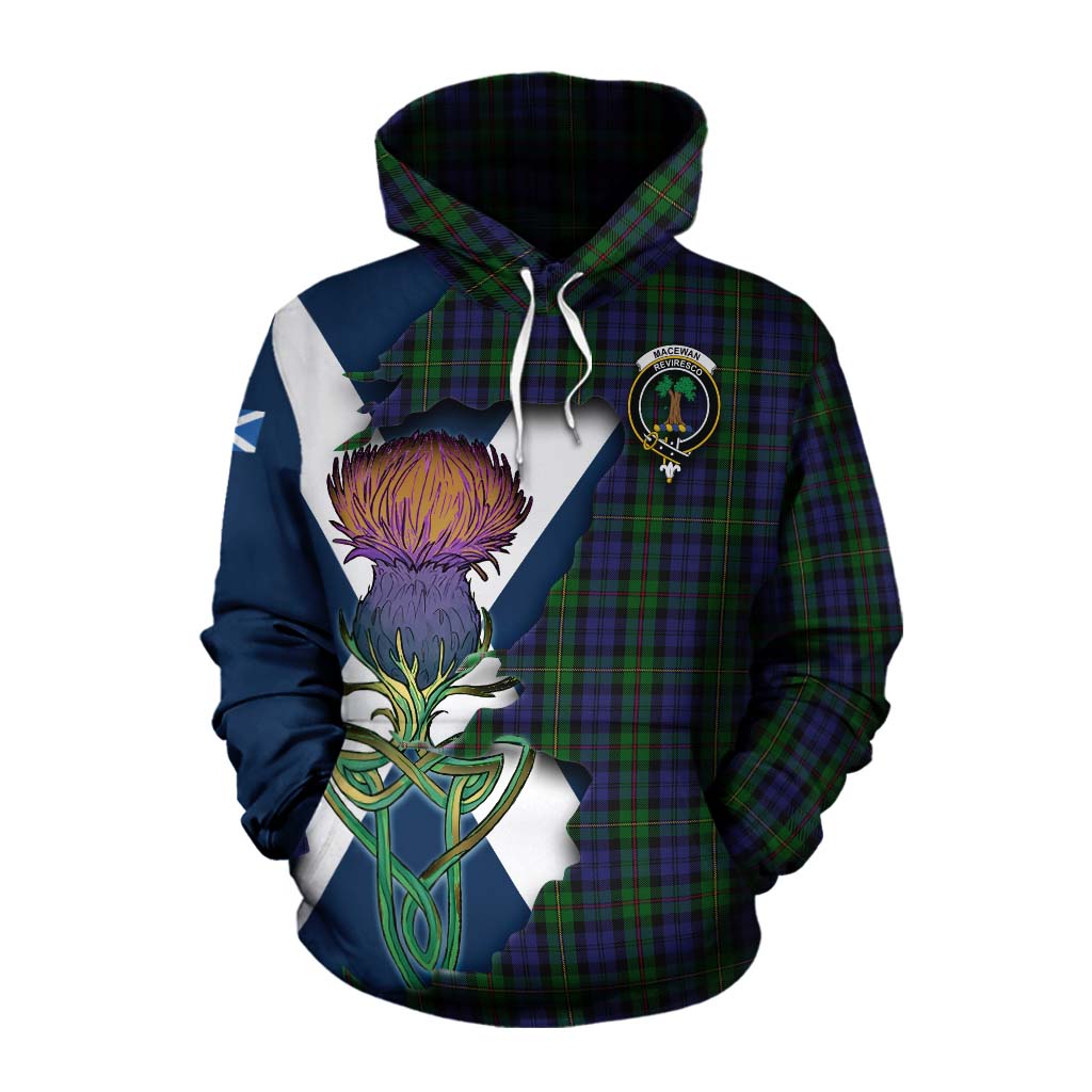 Tartan Vibes Clothing MacEwan (MacEwen) Tartan Family Crest Cotton Hoodie Scottish Thistle Celtic Inspired