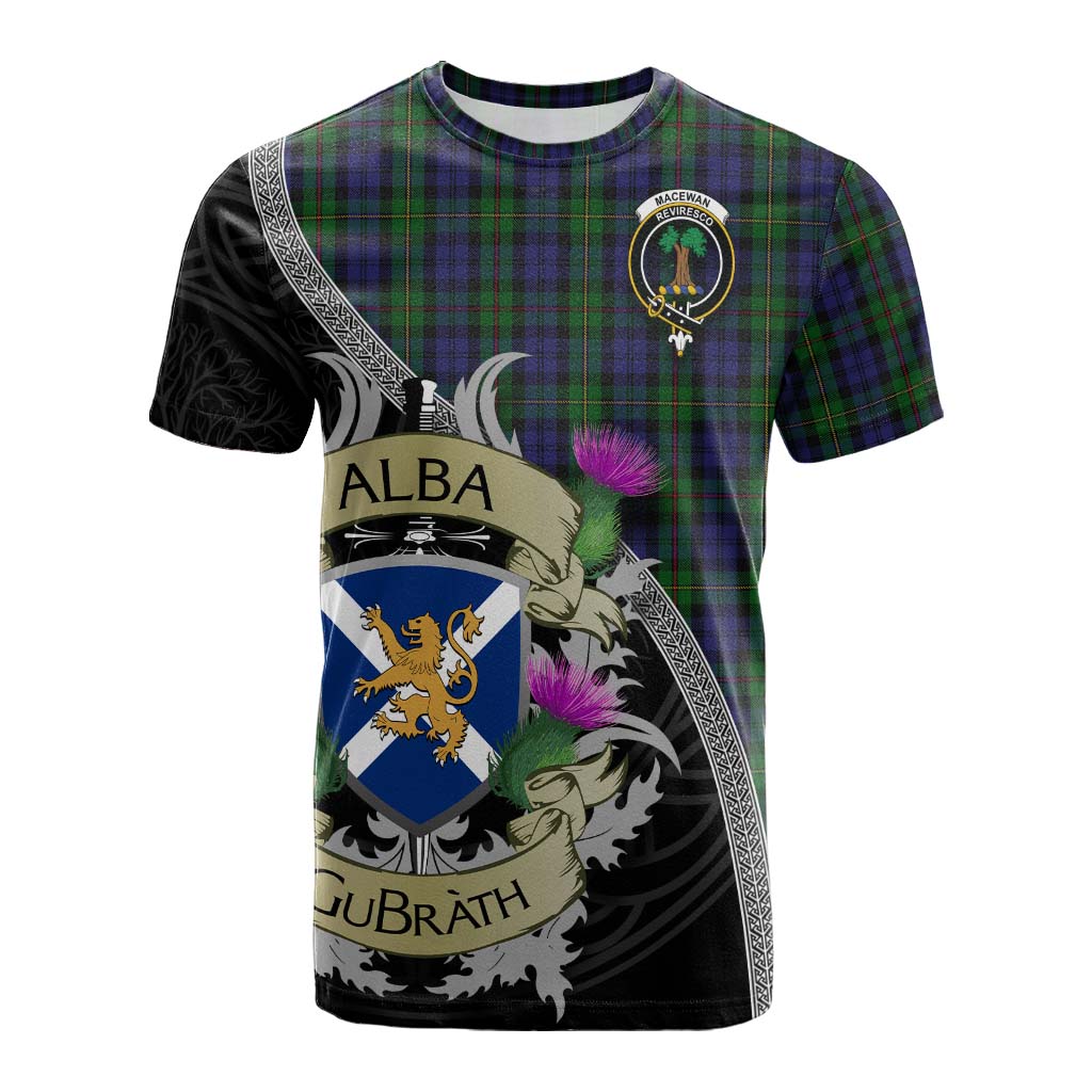 Tartan Vibes Clothing MacEwan (MacEwen) Tartan Family Crest Cotton T-shirt Lion Rampant Royal Thistle Shield Celtic Inspired
