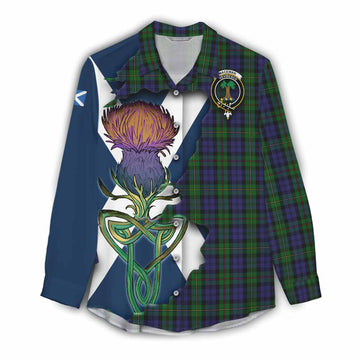 Tartan Vibes Clothing MacEwan (MacEwen) Tartan Family Crest Women's Casual Shirt Scottish Thistle Celtic Inspired