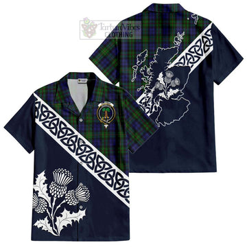 MacEwan (MacEwen) Tartan Hawaiian Shirt Featuring Thistle and Scotland Map