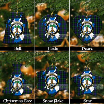 MacEwan (MacEwen) Tartan Christmas Ceramic Ornaments with Family Crest and Scotland Map