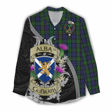 Tartan Vibes Clothing MacEwan (MacEwen) Tartan Family Crest Women's Casual Shirt Lion Rampant Royal Thistle Shield Celtic Inspired