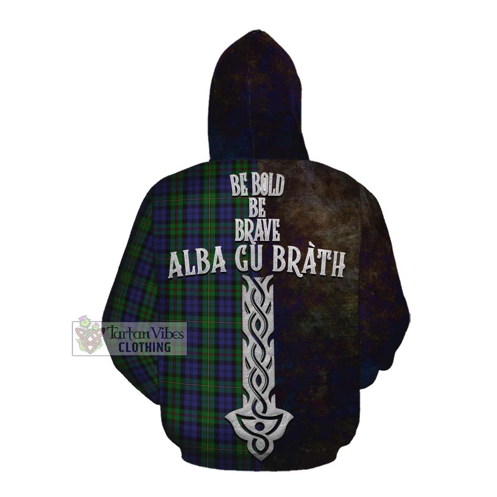 Tartan Vibes Clothing MacEwan (MacEwen) Tartan Family Crest Cotton Hoodie Alba Gu Brath Be Brave Lion Ancient Style