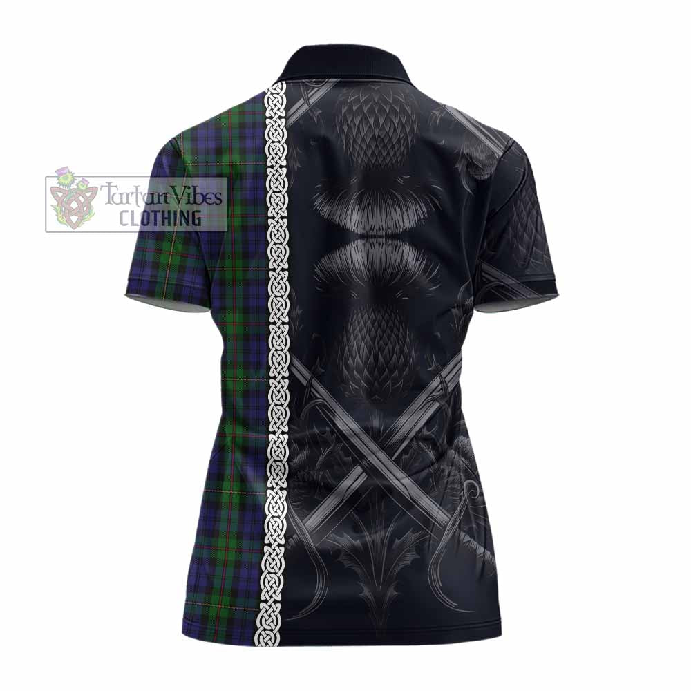 Tartan Vibes Clothing MacEwan (MacEwen) Tartan Women's Polo Shirt with Family Crest Cross Sword Thistle Celtic Vibes