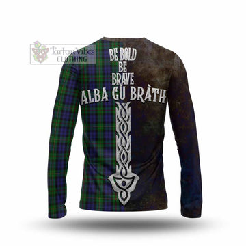 MacEwan (MacEwen) Tartan Family Crest Long Sleeve T-Shirt Alba Gu Brath Be Brave Lion Ancient Style