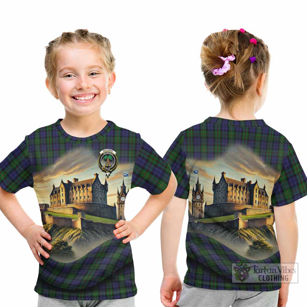 Tartan Vibes Clothing MacEwan (MacEwen) Tartan Family Crest Kid T-Shirt with Scottish Ancient Castle Style
