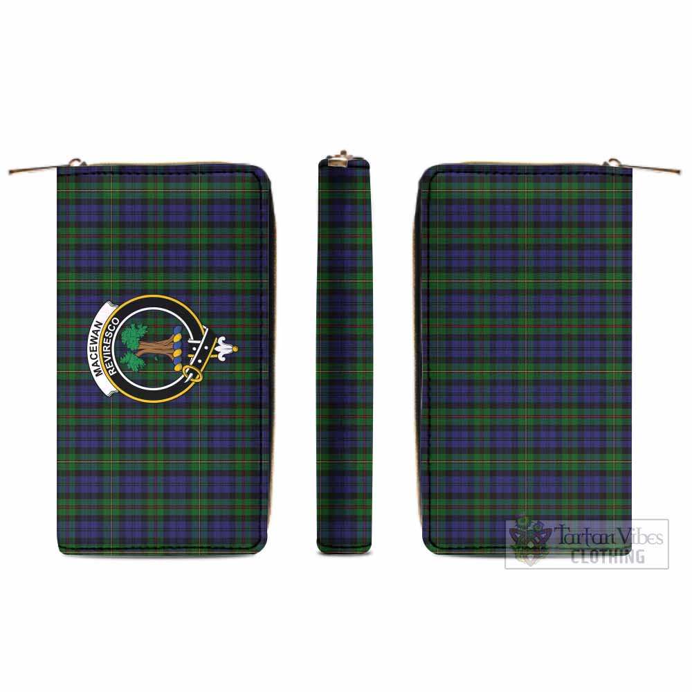 Tartan Vibes Clothing MacEwan (MacEwen) Tartan Women's Leather Wallet with Family Crest