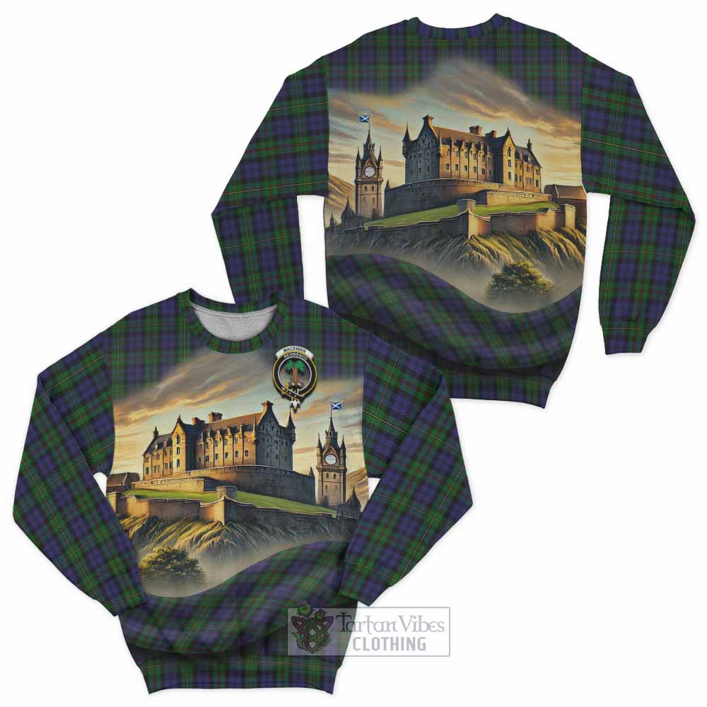 Tartan Vibes Clothing MacEwan (MacEwen) Tartan Family Crest Sweatshirt with Scottish Ancient Castle Style