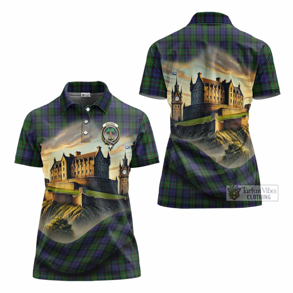 Tartan Vibes Clothing MacEwan (MacEwen) Tartan Family Crest Women's Polo Shirt with Scottish Ancient Castle Stype