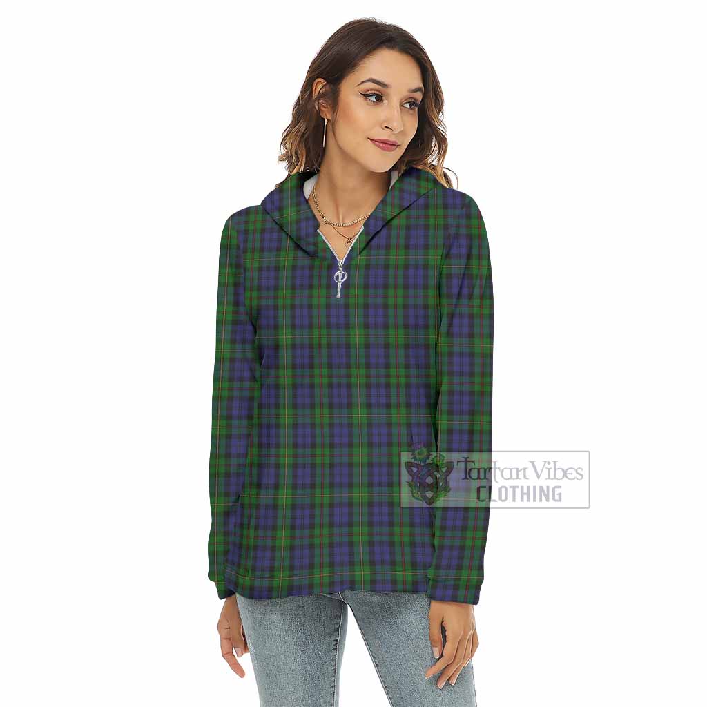 Tartan Vibes Clothing MacEwan (MacEwen) Tartan Women's Borg  Half Zip Fleece Hoodie