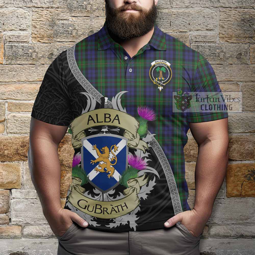 Tartan Vibes Clothing MacEwan (MacEwen) Tartan Family Crest Polo Shirt Lion Rampant Royal Thistle Shield Celtic Inspired