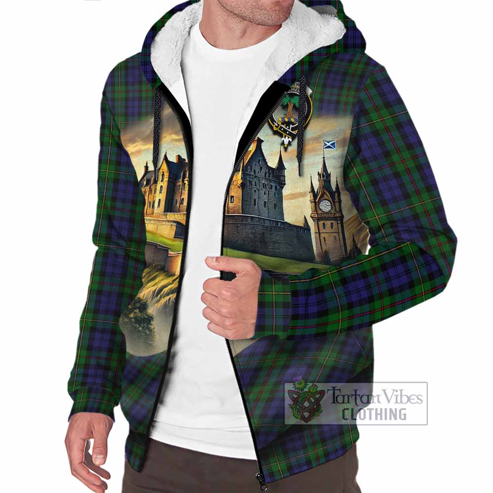 Tartan Vibes Clothing MacEwan (MacEwen) Tartan Family Crest Sherpa Hoodie with Scottish Ancient Castle Style