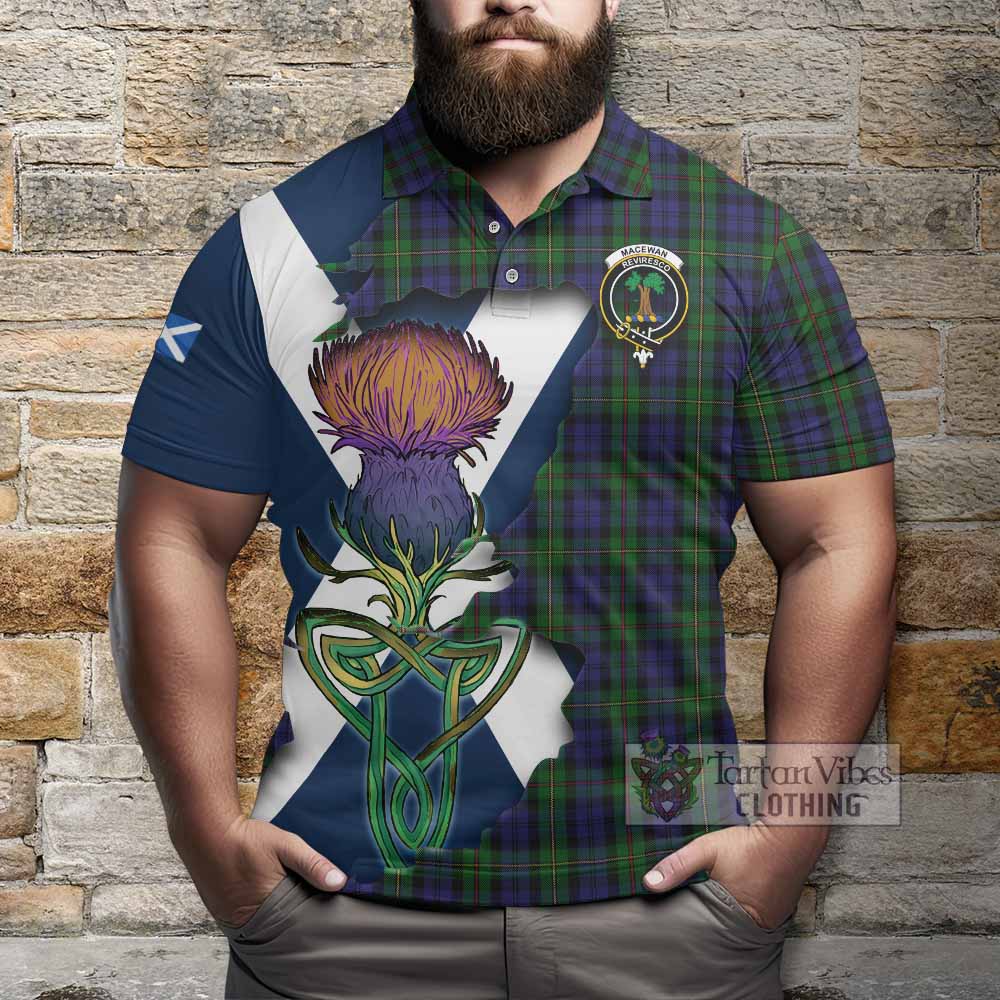 Tartan Vibes Clothing MacEwan (MacEwen) Tartan Family Crest Polo Shirt Scottish Thistle Celtic Inspired