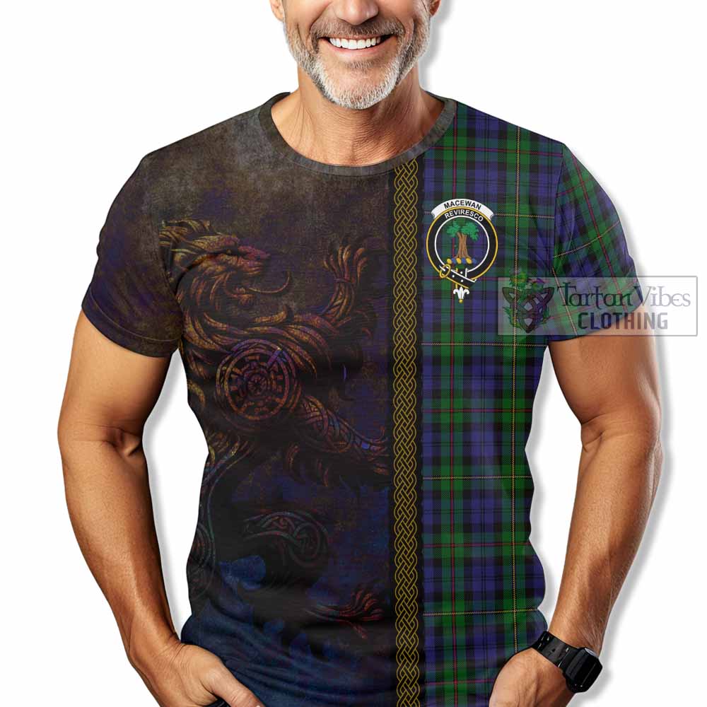 Tartan Vibes Clothing MacEwan (MacEwen) Tartan Family Crest T-Shirt Alba Gu Brath Be Brave Lion Ancient Style