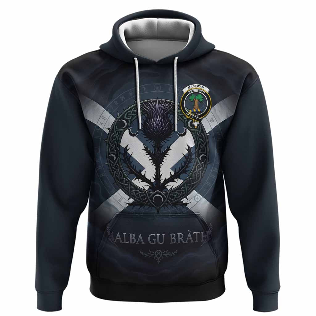 MacEwan (MacEwen) Clan Crest Hoodie with Celtic Knot Thistle and Saltire