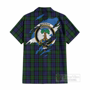 MacEwan (MacEwen) Clan Crest In Me Tartan Cotton Hawaiian Shirt Scotland Flag Style
