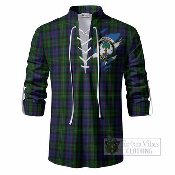 MacEwan (MacEwen) Clan Crest In Me Tartan Ghillie Shirt Scotland Flag Style