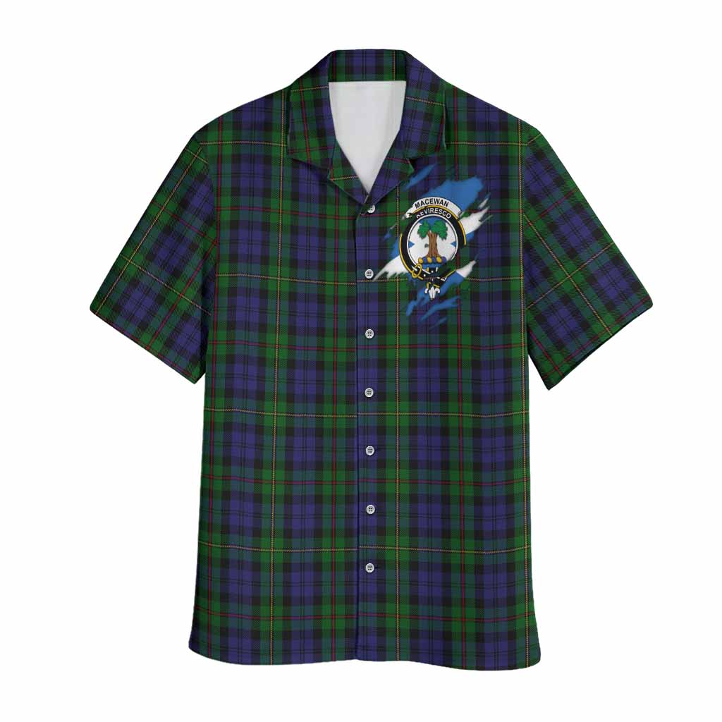 MacEwan (MacEwen) Clan Crest In Me Tartan Hawaiian Shirt Scotland Flag Style