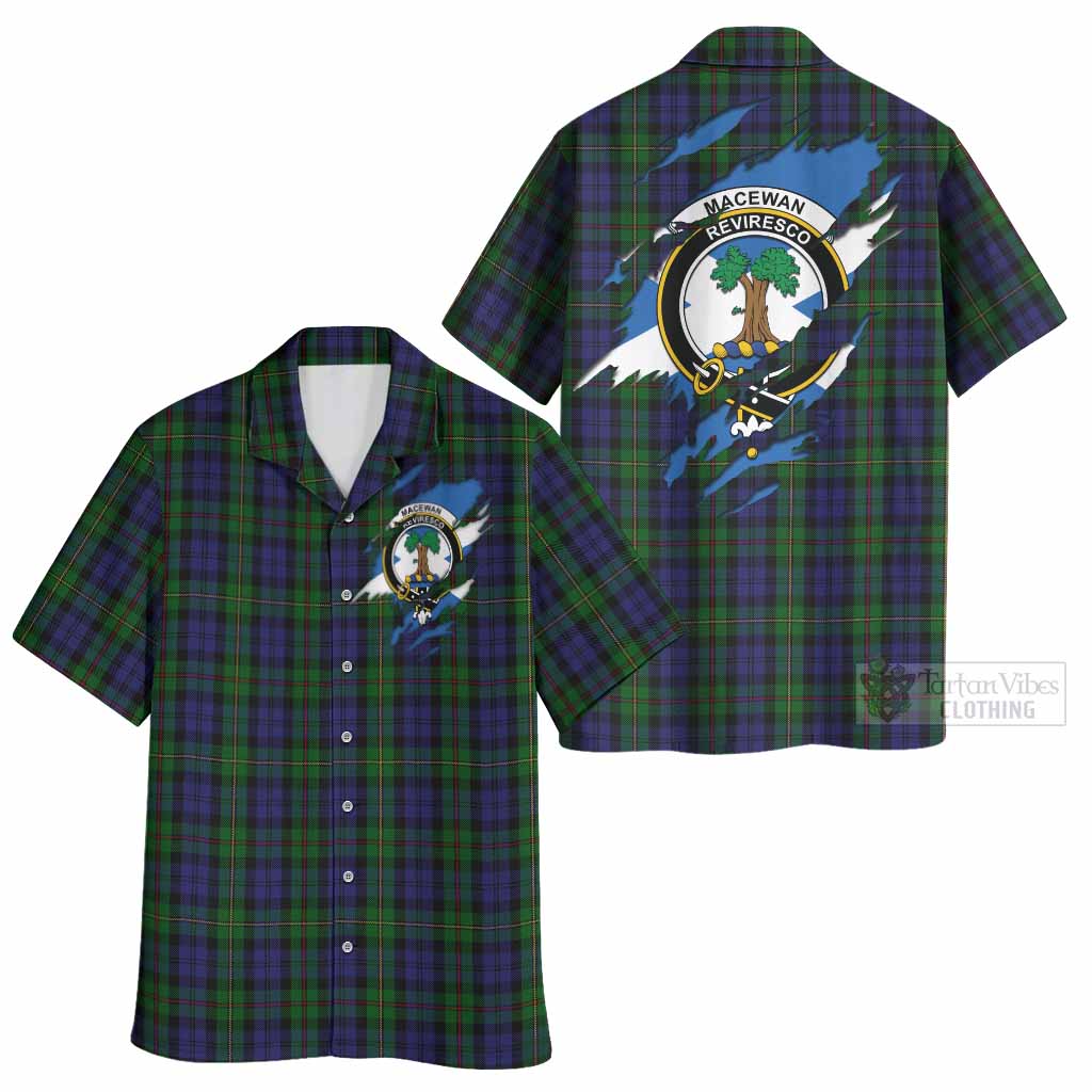 MacEwan (MacEwen) Clan Crest In Me Tartan Hawaiian Shirt Scotland Flag Style