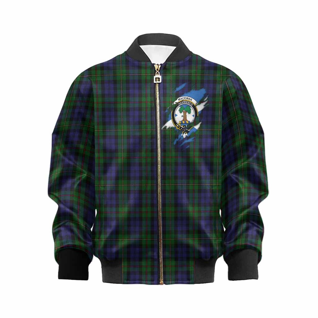 MacEwan (MacEwen) Clan Crest In Me Tartan Kid Bomber Jacket Scotland Flag Style