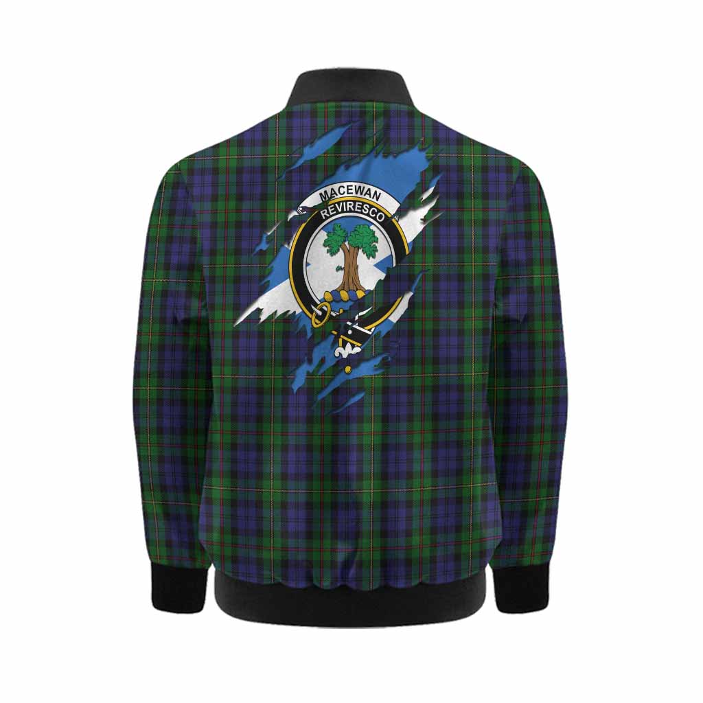 MacEwan (MacEwen) Clan Crest In Me Tartan Kid Bomber Jacket Scotland Flag Style
