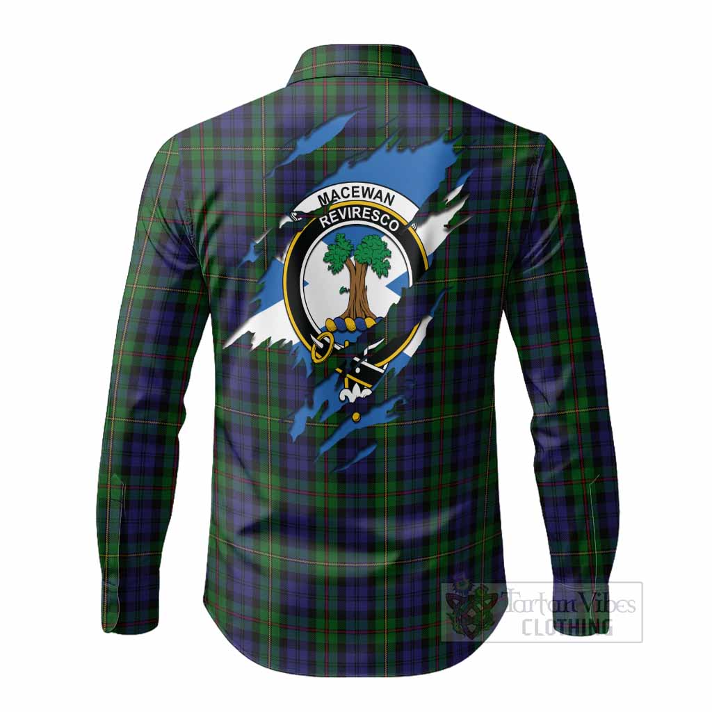 MacEwan (MacEwen) Clan Crest In Me Tartan Long Sleeve Button Shirts Scotland Flag Style