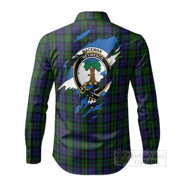 MacEwan (MacEwen) Clan Crest In Me Tartan Long Sleeve Button Shirts Scotland Flag Style