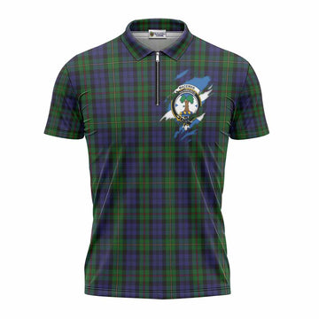 MacEwan (MacEwen) Clan Crest In Me Tartan Zipper Polo Shirt Scotland Flag Style