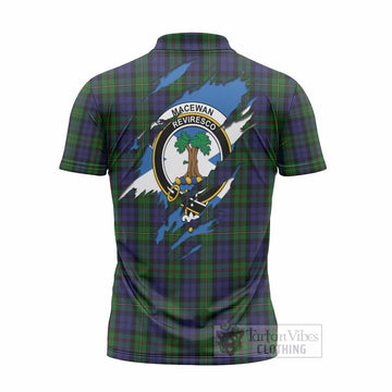 MacEwan (MacEwen) Clan Crest In Me Tartan Zipper Polo Shirt Scotland Flag Style