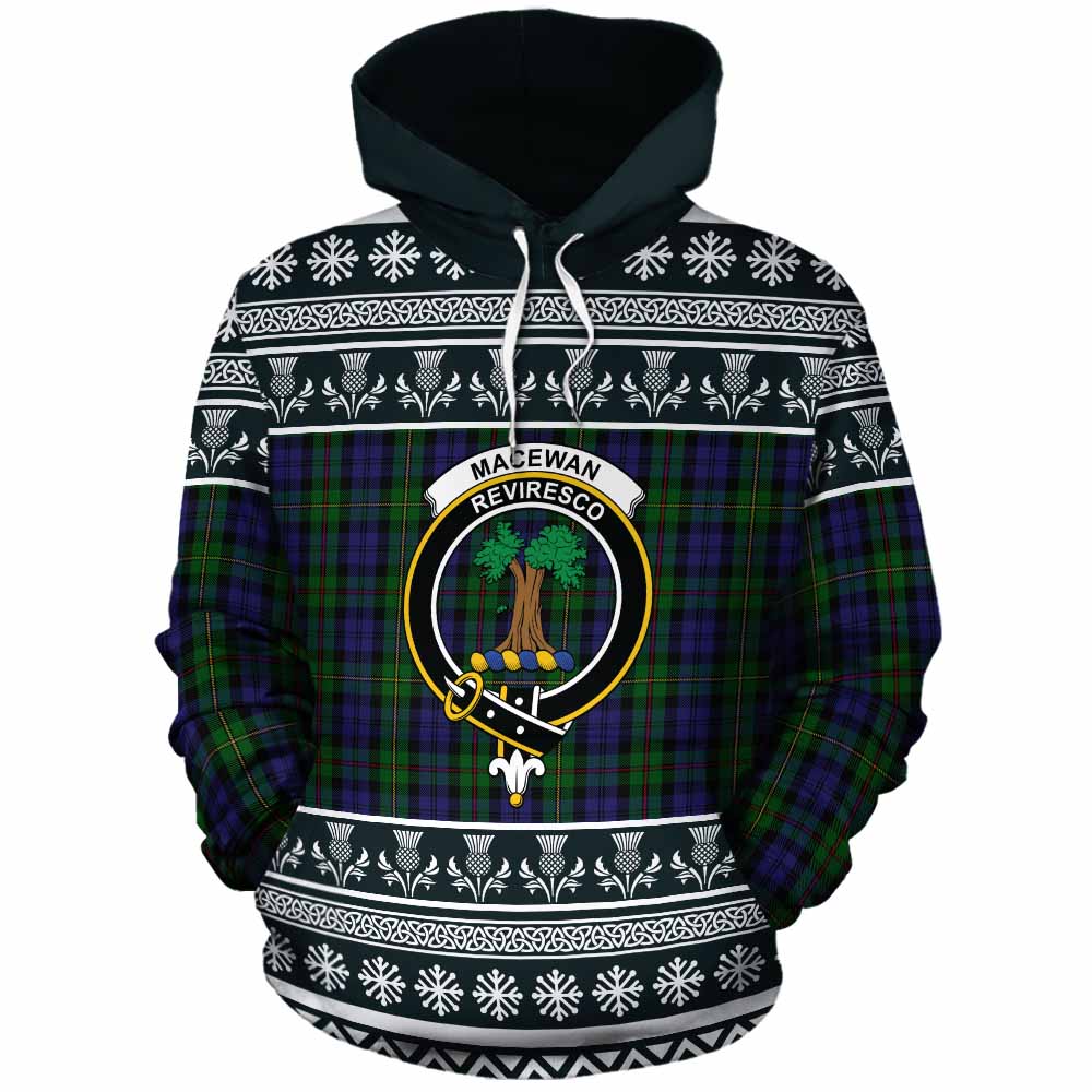 MacEwan (MacEwen) Clan Tartan Christmas Cotton Hoodie with Family Crest - Tartan Vibes Clothing
