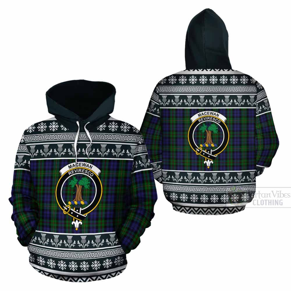 MacEwan (MacEwen) Clan Tartan Christmas Cotton Hoodie with Family Crest - Tartan Vibes Clothing