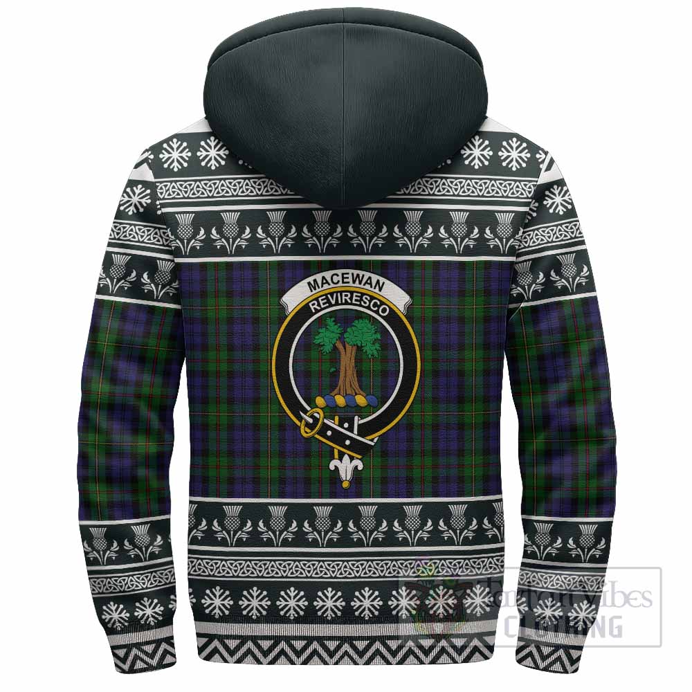 MacEwan (MacEwen) Clan Tartan Christmas Fleece Hoodie with Family Crest - Tartan Vibes Clothing