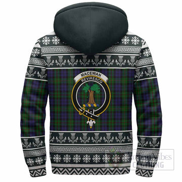 MacEwan (MacEwen) Clan Tartan Christmas Fleece Hoodie with Family Crest