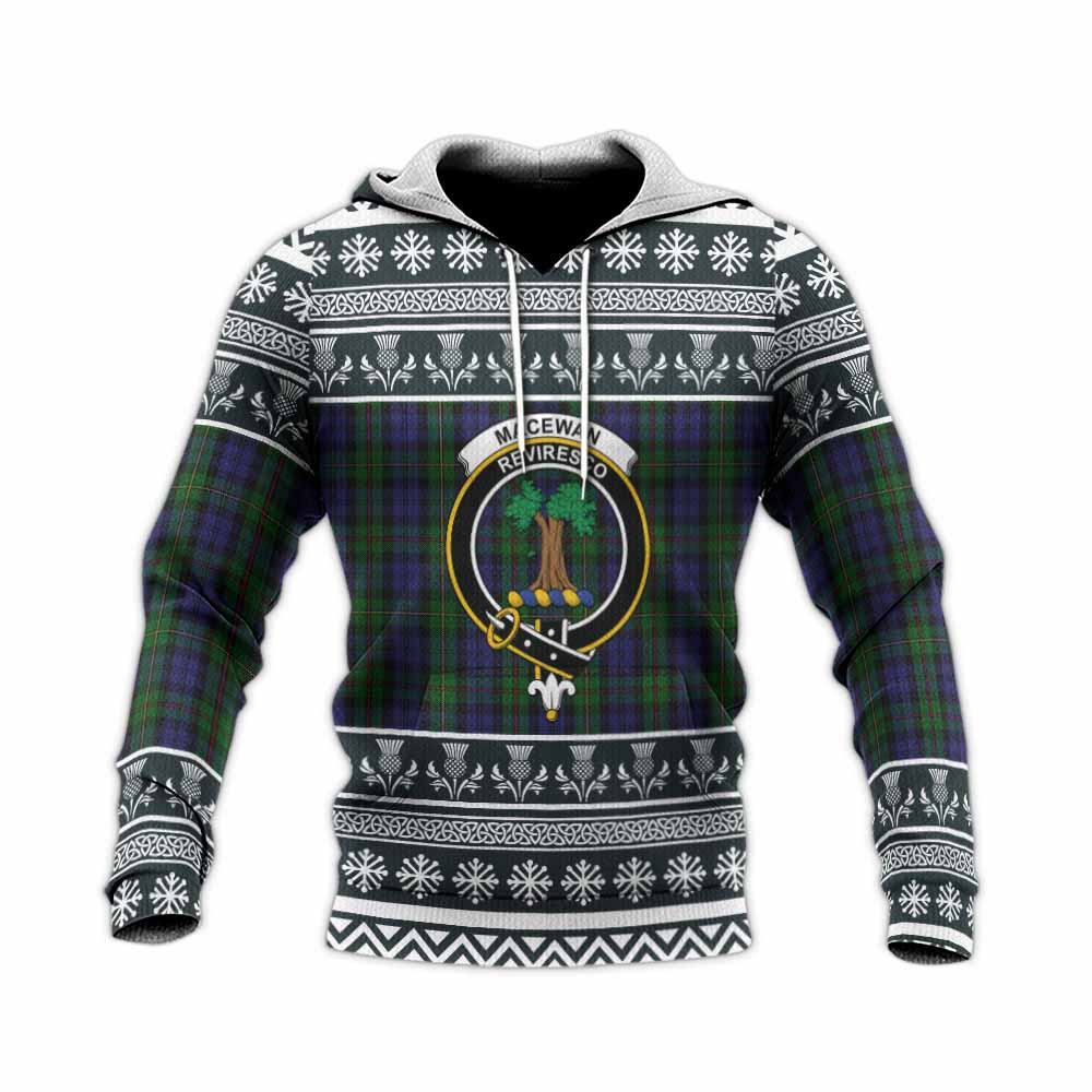MacEwan (MacEwen) Clan Tartan Christmas Knitted Hoodie with Family Crest - Tartan Vibes Clothing