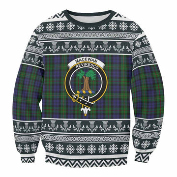 MacEwan (MacEwen) Clan Tartan Christmas Sweatshirt with Family Crest